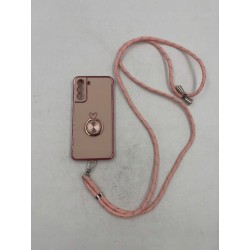 Outlet XYZ etui Samsung Galaxy S22 różowe smycz stojak serce obrotowe TPU