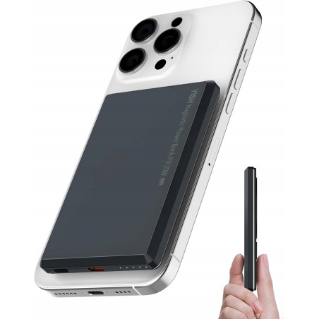 Outlet YISH Magnetyczny powerbank bezprzewodowy 5000 mAh Czarny