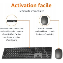 Outlet Zestaw klawiatura i myszka z adpaterem Amazon Basics AZERTY