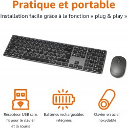 Outlet Zestaw klawiatura i myszka z adpaterem Amazon Basics AZERTY