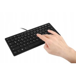 Outlet Ergonomiczna Przewodowa Mini Klawiatura QWERTZ Bez Num Pad Czarna