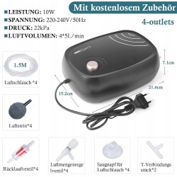 Outlet FEDOUR 10 W Wydajna pompa powietrza do akwarium 1200 L