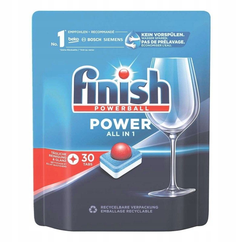 Tabletki do zmywarki 30 szt. Powerball Power All in One skuteczny na tłuszc