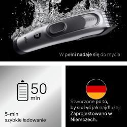 Outlet Maszynka do strzyżenia Braun Series 7 HC7590 + 5 Nasadek Srebrna