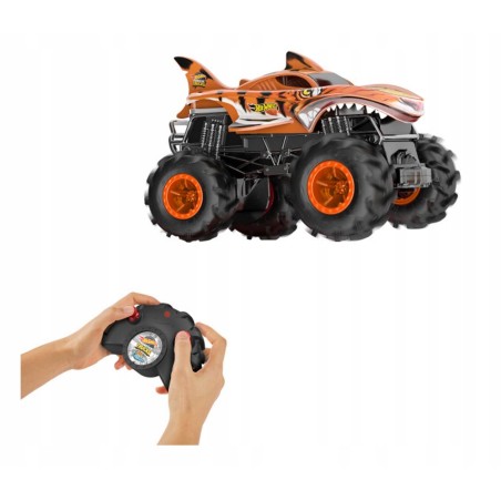 Outlet Hot Wheels Monster Trucks Tiger Shark 1:24 auto zdalnie pomarańczowy