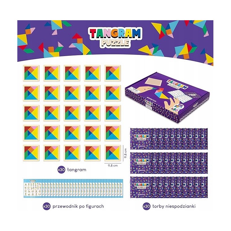 Outlet Drewniane Puzzle Tangram Dla Dzieci zestaw upominkowy na urodziny