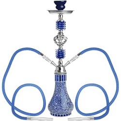 Outlet DXP fajka wodna Shisha Hookah 55 cm 2 węże szklana niebieska zestaw