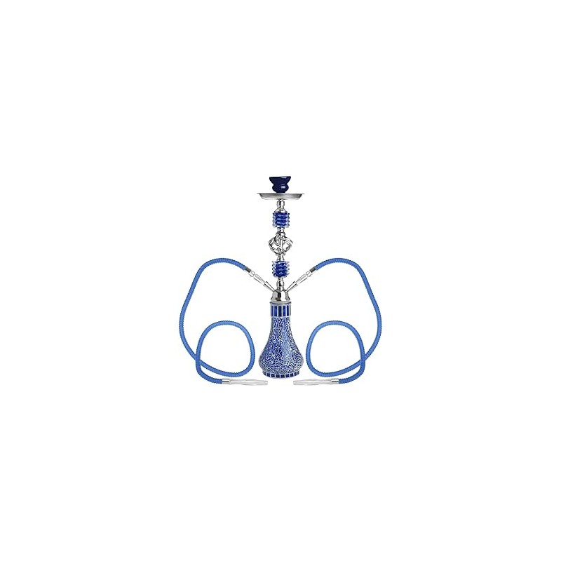 Outlet DXP fajka wodna Shisha Hookah 55 cm 2 węże szklana niebieska zestaw