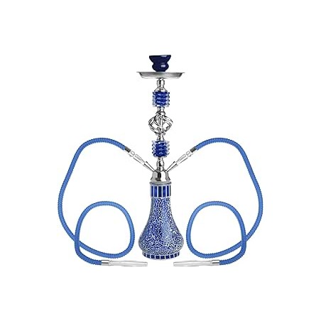 Outlet DXP fajka wodna Shisha Hookah 55 cm 2 węże szklana niebieska zestaw