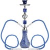 Outlet DXP fajka wodna Shisha Hookah 55 cm 2 węże szklana niebieska zestaw