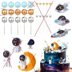 Outlet Dekoracja na tort astronauta w kosmosie, zestaw 14 el. na urodziny