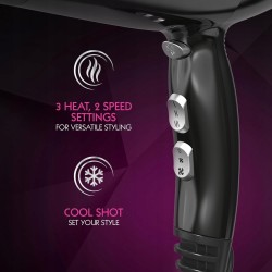 Outlet Suszarka do włosów Wahl HD-010 2 nasadki 2000W Lekka 3 temp Czarna