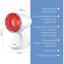 Outlet Lampa lecznicza na podczerwień Beurer IL11 100 W biały OPIS