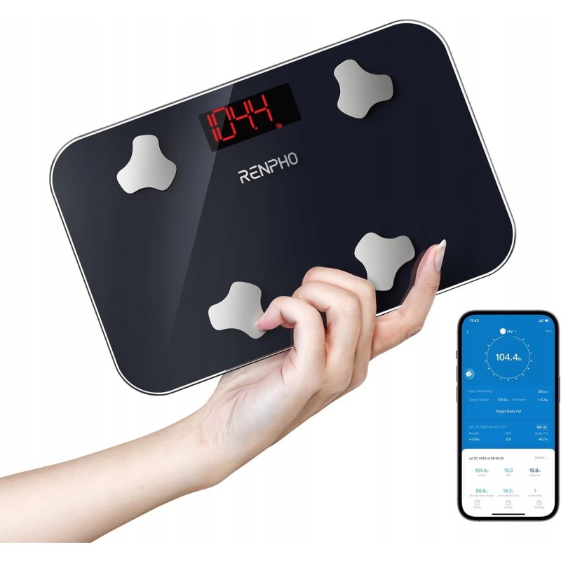 Outlet Renpho R-A009 mini waga łazienkowa elektroniczna Bluetooth BMI 181