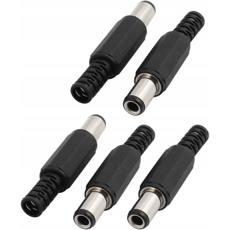 Sourcingmap DIY Zasilanie Męskie Złącze Jack Czarny 6.3mm x 3.0mm 5Pcs