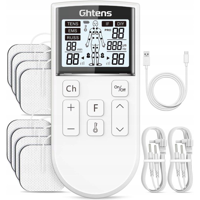 Outlet GHTENS 5 w 1 elektrostymulator TENS EMS 80 programów 16 poziomów