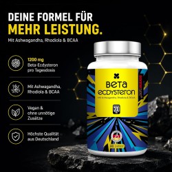 Beta-Ekdysteron 1200 mg z Ashwagandhą i Rhodiolą - 90 kapsułek
