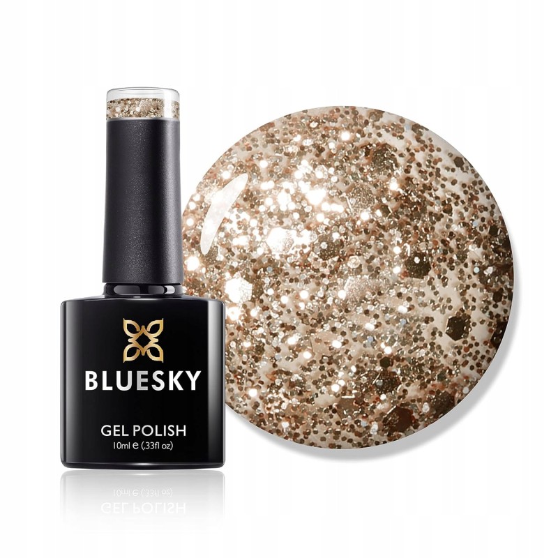 Bluesky Lakier Hybrydowy Gold Button Brokatowy UV LED 10ml
