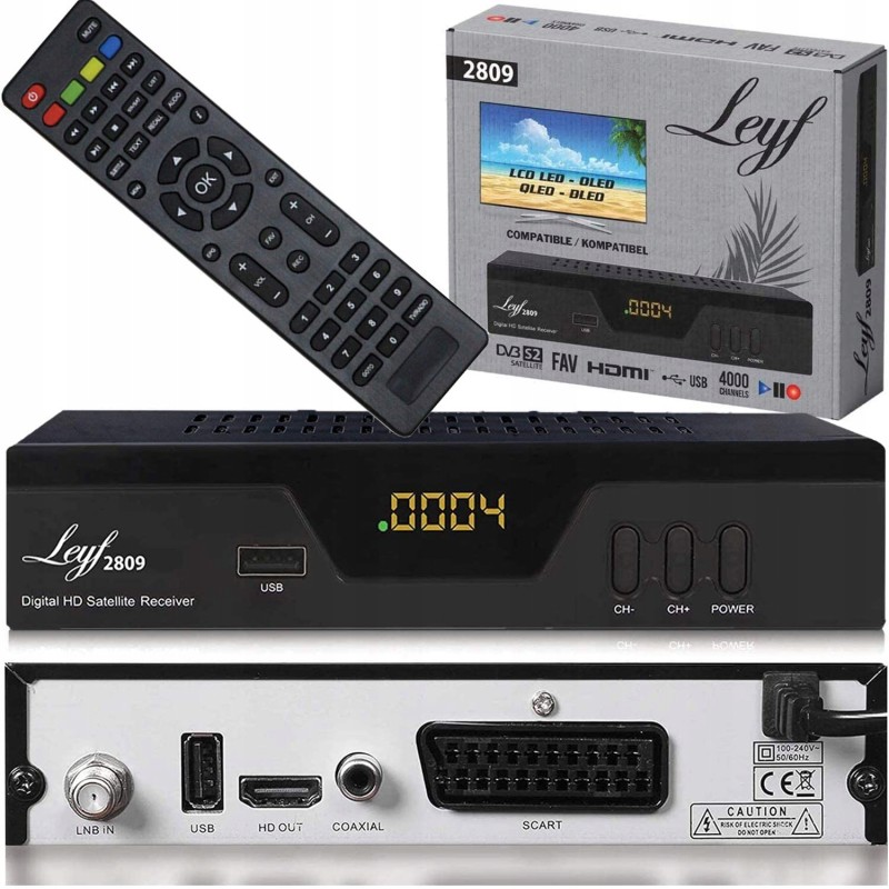 Outlet Leyf 2809 odbiornik satelitarny DVB-S2 Full HD 1080p HDMI USB pilot