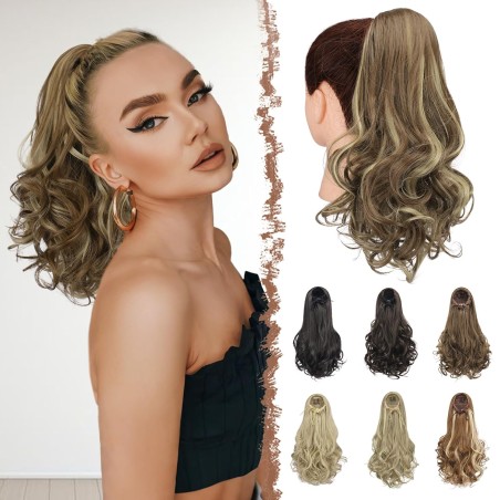 Outlet FESHFEN Syntetyczne przedłużenie włosów kucyk 38 cm brązowo-blond