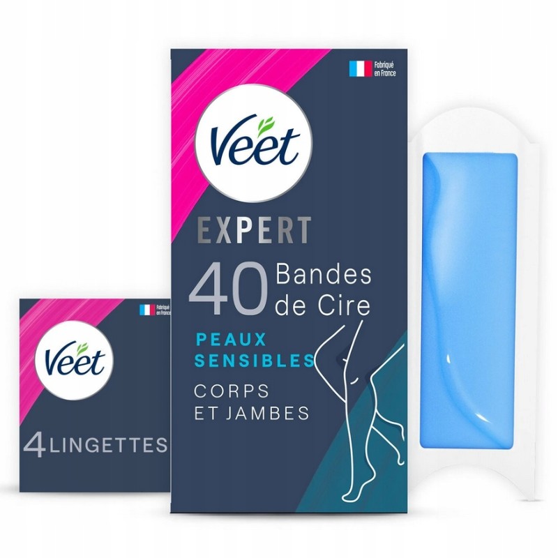 Veet Expert paski woskowe 40 szt do depilacji nóg i ciała skóra wrażliwa