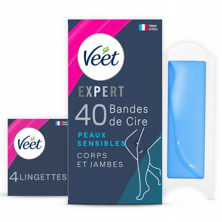 Veet Expert paski woskowe 40 szt do depilacji nóg i ciała skóra wrażliwa