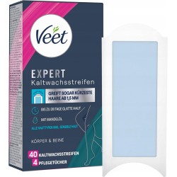 Veet Expert paski woskowe 40 szt do depilacji nóg i ciała skóra wrażliwa
