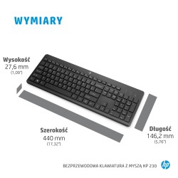 Outlet Zestaw Combo HP klawiatura niskoprofilowa i mysz HP 230 1600dpi OPIS