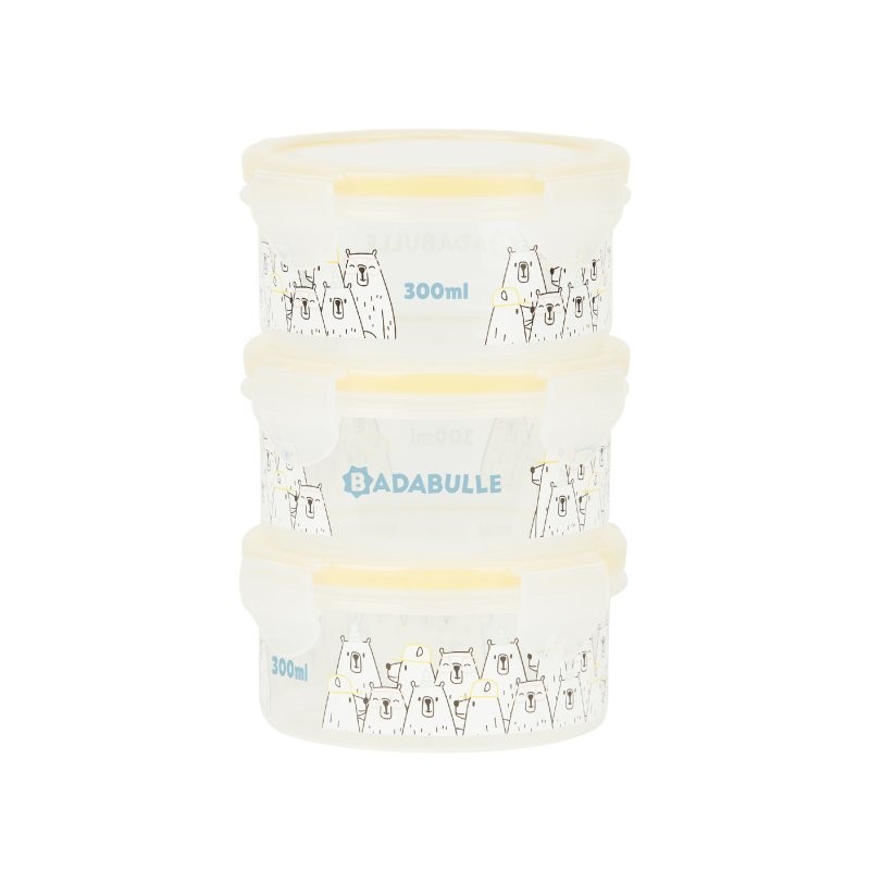 Outlet Badabulle miski z pokrywkami i klipsami MAXIBOX 3szt 300ml