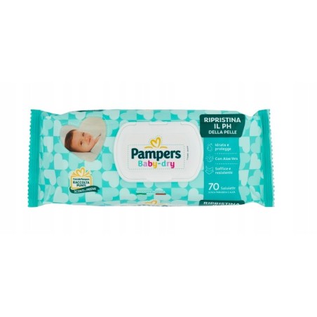 PAMPERS BABY DRY chusteczki nawilżające 70 sztuk delikatne dla niemowląt