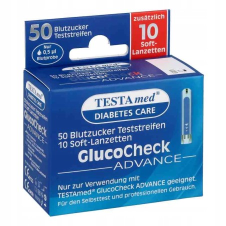 Paski testowe TestaMed GlucoCheck Advance 50 szt. + 10 lancetów