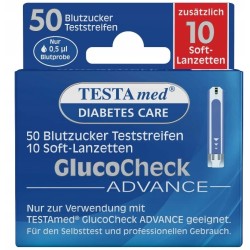 Paski testowe TestaMed GlucoCheck Advance 50 szt. + 10 lancetów