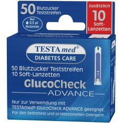 Paski testowe TestaMed GlucoCheck Advance 50 szt. + 10 lancetów