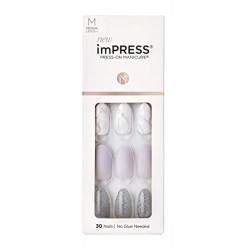 Kiss ImPRESS paznokcie samoprzylepne KIMM03C x30 M SREBNY/BIAŁY MARMUR