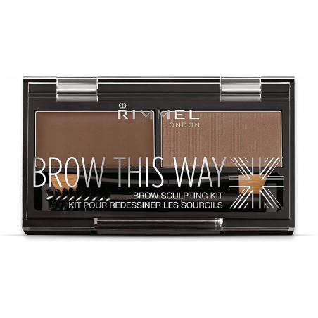 Rimmel Brow This Way Paleta do brwi Wosk i Cień 002 - Średni Brąz