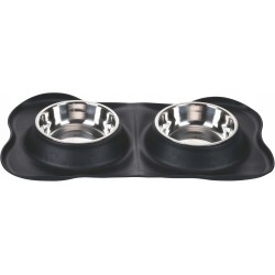 Outlet Zestaw 2 misek metalowe dla psa kota 2x400 ml mata antypoślizgowa