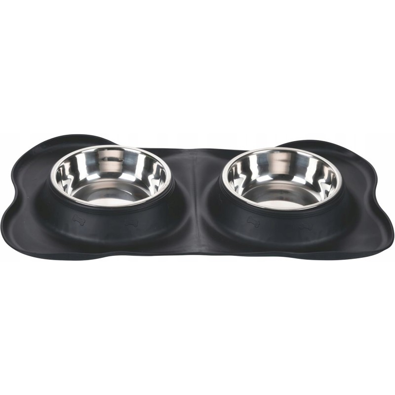 Outlet Zestaw 2 misek metalowe dla psa kota 2x400 ml mata antypoślizgowa