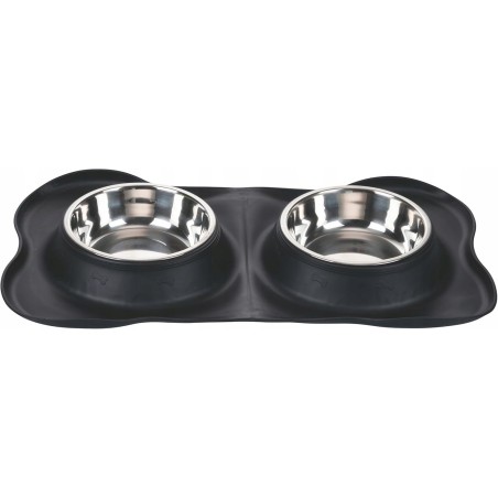 Outlet Zestaw 2 misek metalowe dla psa kota 2x400 ml mata antypoślizgowa