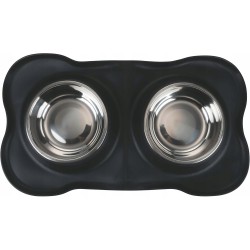 Outlet Zestaw 2 misek metalowe dla psa kota 2x400 ml mata antypoślizgowa