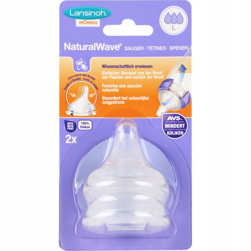 Lansinoh smoczek NaturalWave L 6m+ antykolkowy silikon BPA Free 2 szt