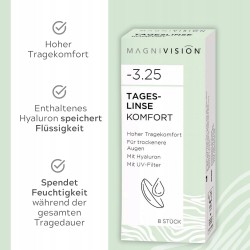 MAGNIVISION Soczewki Kontaktowe Jednodniowe -3.75 z Kwasem Hialuronowym