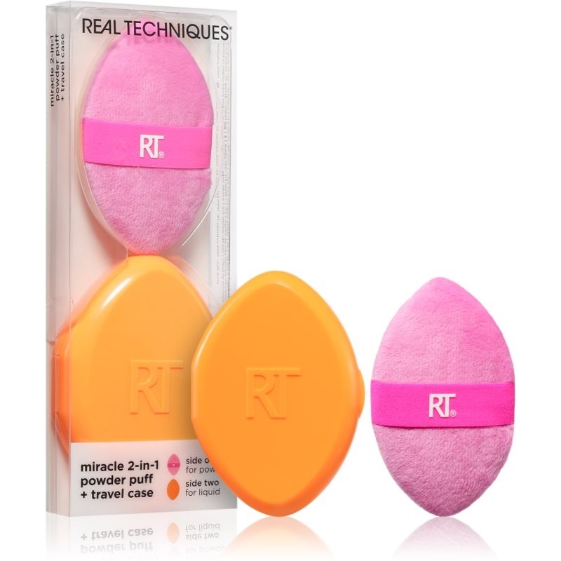 Real Techniques Miracle 2-in-1 Powder Puff dry dwustronny + Travel Case