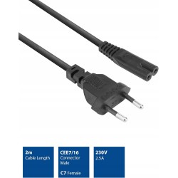 Outlet ACT C7 AK5418 kabel sieciowy Euro C7 kabel do urządzeń PS4/PS5/TV