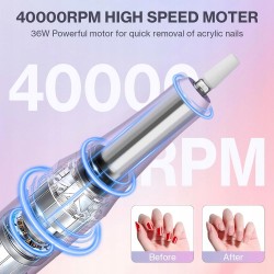 Urbuti Frezarka do paznokci 12 w 1 40000 RPM z LCD fioletowa
