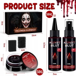 Zestaw do makijażu Halloween sztuczna krew 50ml i krople 50g + 50g plasma