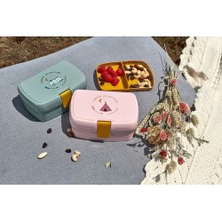 Pudełko śniadaniowe Lassig Lunchbox z wkładką Adventure Bus niebiesko żółty