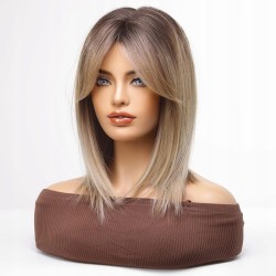 Outlet HAIRCUBE Peruka ciemny blond syntetyczna średniej długości z grzywką