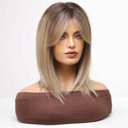 Outlet HAIRCUBE Peruka ciemny blond syntetyczna średniej długości z grzywką