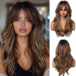 Outlet HAIRCUBE Peruka ciemny blond syntetyczna średniej długości z grzywką
