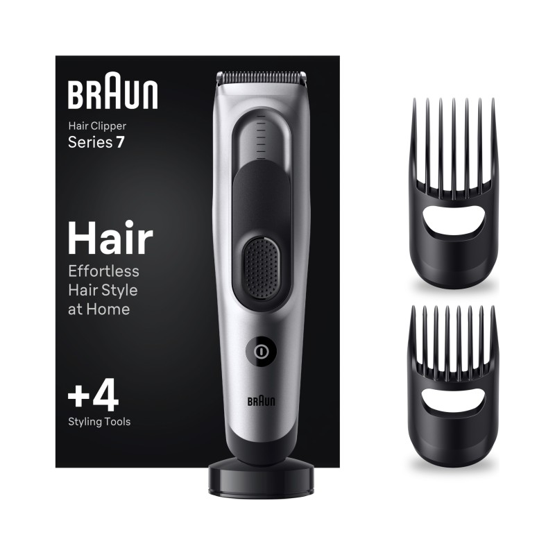 Outlet Trymer do włosów Braun HC7390 akumulatorowy 17 ustawień srebrny OPIS